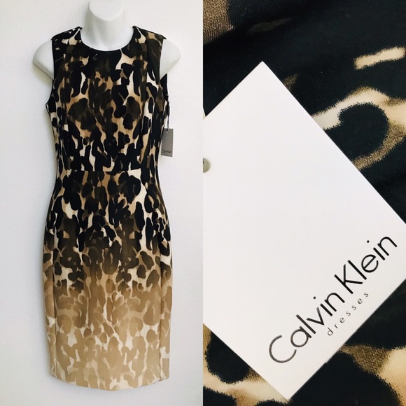Calvin Klein Dresses & Skirts - NWT CALVIN KLEIN Leopard Print Shift DRESS Size 4